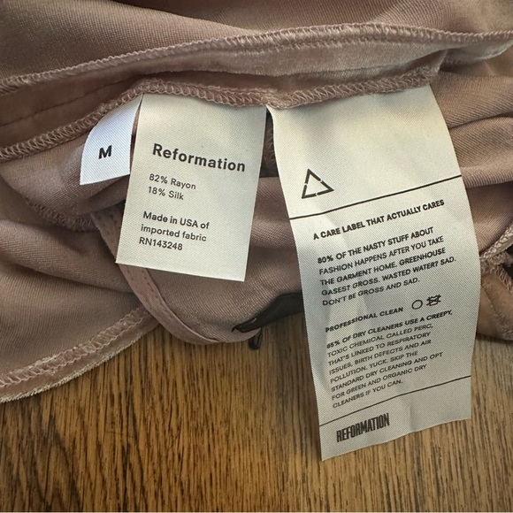 Reformation tan/pink wrap Velvet mini unlined Skirt size medium side tie - Picture 4 of 5